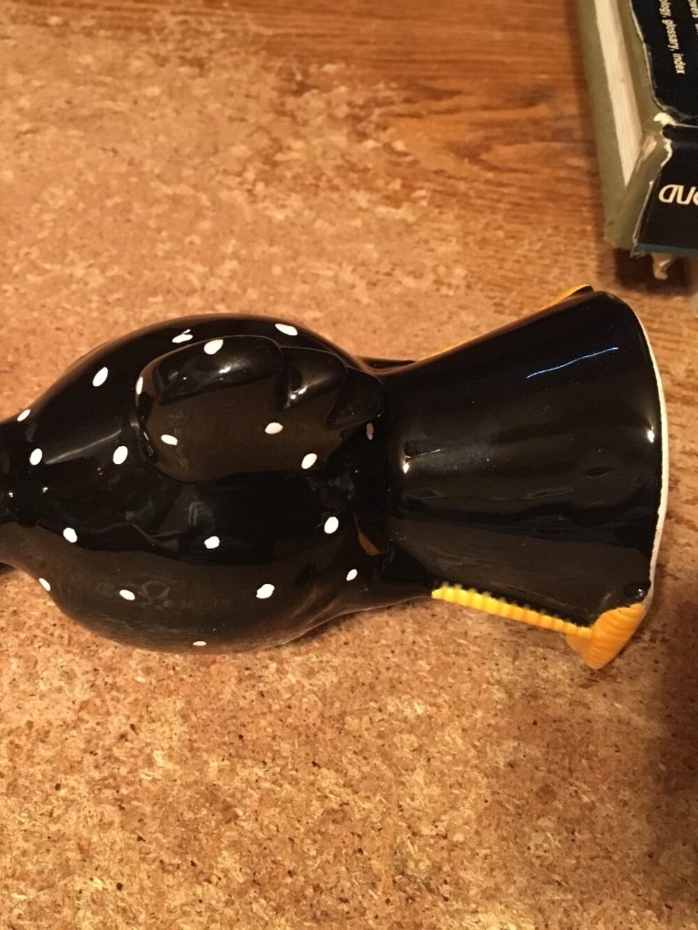 MCNUTTS DEPT 56 1988 BLACK POLKA DOT ROOSTER CHICKEN TAPERED CANDLE HOLDER - Picture 10 of 10